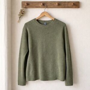 VTG 90s GAP Mens‎ Large Ribbed Pullover Sweater Olive Green V-neck 100% Cotton